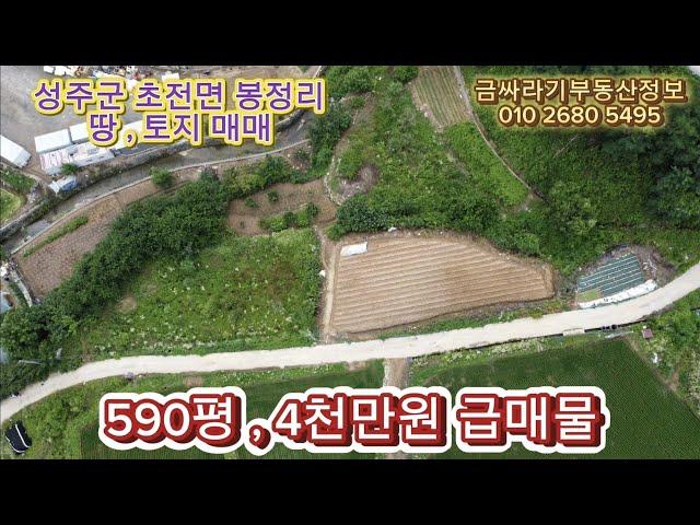 (40802) 성주군 초전면 봉정리 주말농장 , 땅 , 토지 매매 / 농지원부용 토지 추천 급매 ( 590평 , 4천만원 ) - [ 성주부동산 ]