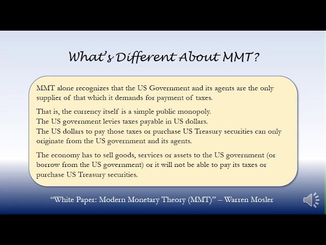 What’s Different About MMT? - Warren Mosler