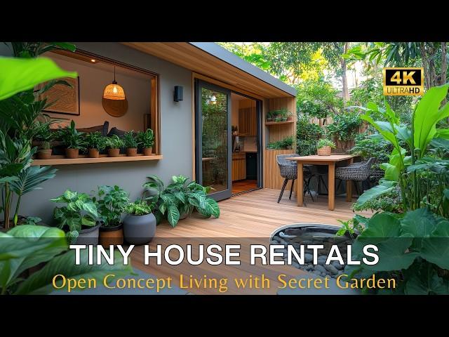 Modern Tiny House Rentals with Open Concept Living with Secret Garden and Lush Courtyard Retreats