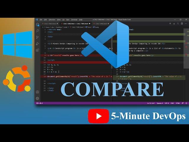 How to compare files in vscode side by side | 5-Minute DevOps