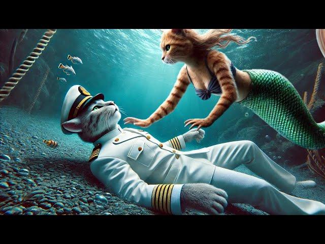 Mermaid Cat's Love Story with the Captain #aicatstory #cat #catlover #cutecat