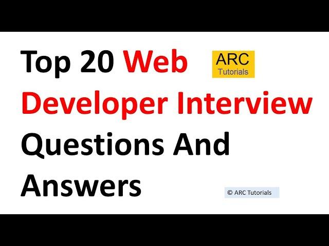 Top 20 Web Developer Interview Questions Answers | Fullstack Developer Interview Questions