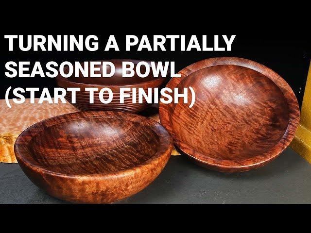 Turning a Partially Seasoned Bowl - Woodturning Demo