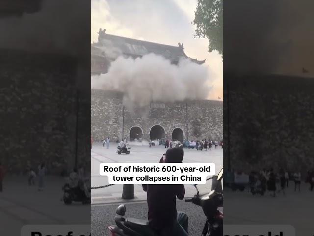 Roof of historic 600-year-old tower collapses in China #shorts