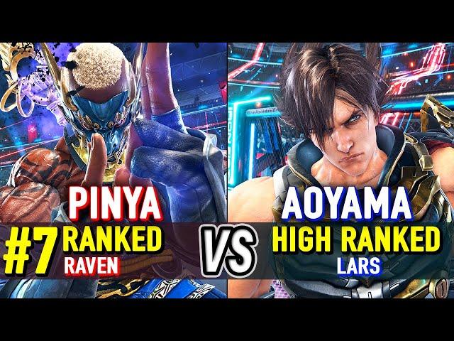 T8  PINYA (#7 Ranked Raven) vs AOYAMA (High Ranked Lars)  Tekken 8 High Level Gameplay