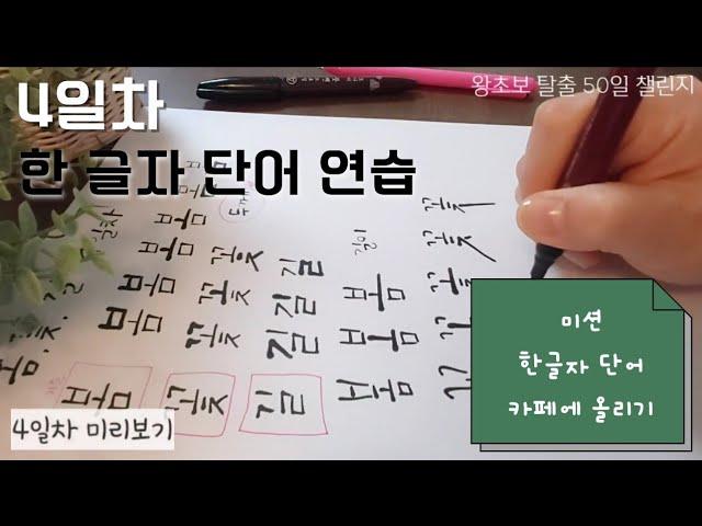 [4일차] OO과 OO만 달리해서 한글자 연습/왕초보 탈출 50일 챌린지 calligraphy