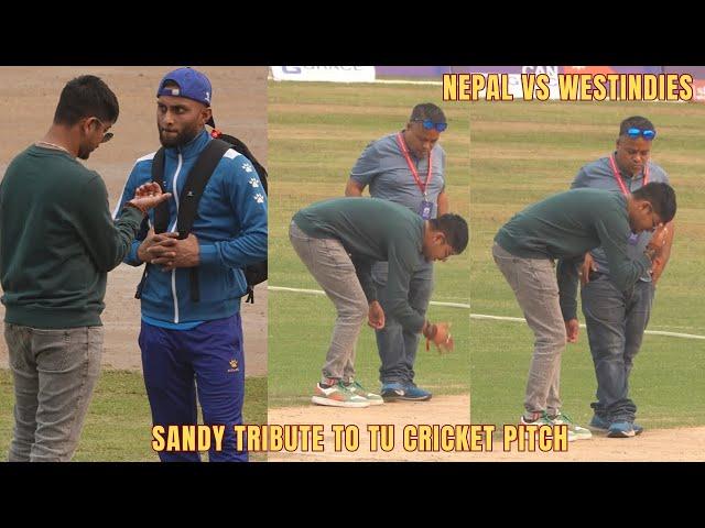 Sandy Tribute to Tribhuvan University Cricket Pitch | Sandy gives few advise to shaggy before T20 WC