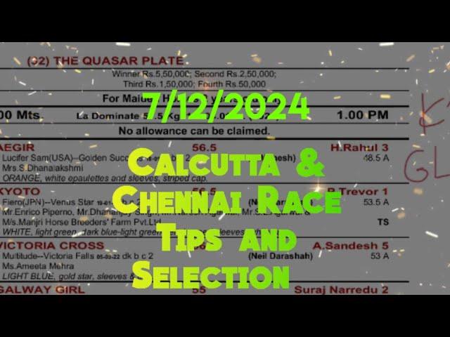 Calcutta & Chennai Race Tips and Selection || The South India 1000 Guineas (Grade 2)