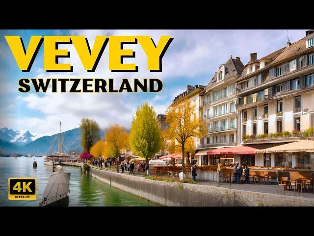 Spring in Vevey, Switzerland  Walking tour 4K