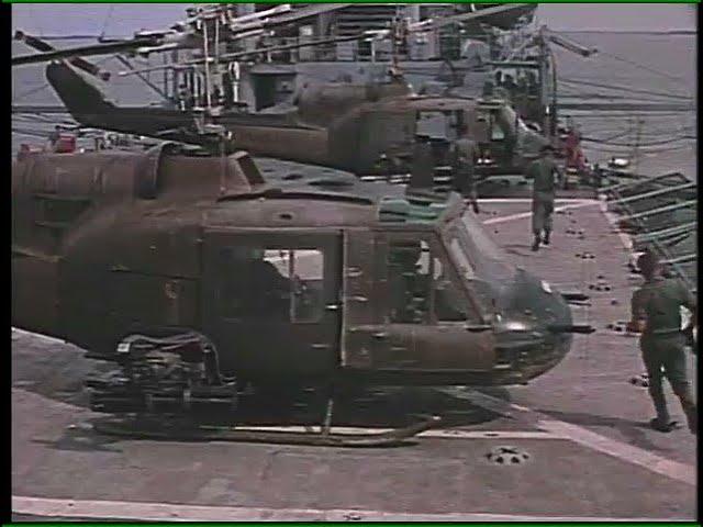 UH 1 Gunship Coming To The Rescue, Actual Vietnam Footage Shooting enemy sampans. called in by PBR.