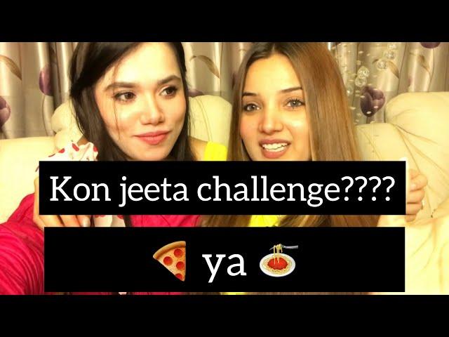 Kon jeeta challenge?? || Kisney khaya pizza ya pasta???|| Abiha ya Rabeeca || BTS