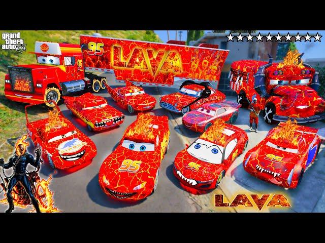 GTA 5 - Stealing LAVA MCQUEEN CARS with Franklin! (Real Life Cars #187)