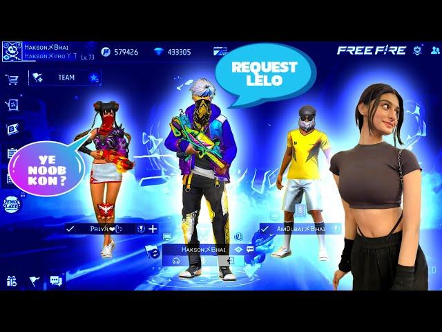 V BADGE  GIRL CALL ME NOOB  CHALLENGE ME FOR SOLO VS SQUAD  | GARENA FREE FIRE MAX - HAKSON