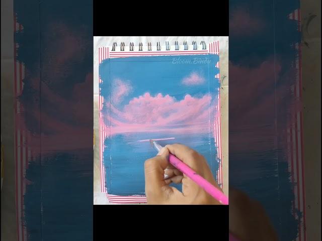 acrylic seascape painting🩷simple acrylic painting for beginners #art #painting #artist #shorts #yt