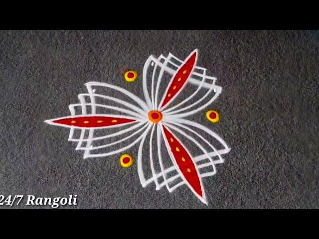 2 Beautiful Diwali Rangoli Designs  24/7 Rangoli  Simple Kolam Design  Beginners Rangoli Designs