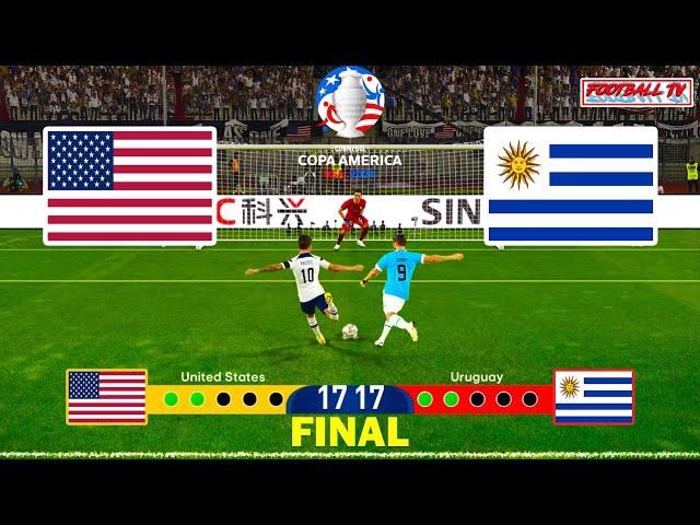 USA vs URUGUAY - Penalty Shootout | Final Copa America 2024 | Pulisic vs Suarez | PES Gameplay PC