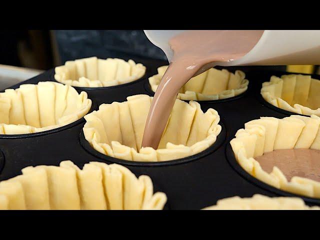 Soft and Crispy! How to make special egg tart, cherry, chocolate - Korean food