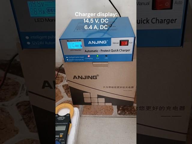 Anjing AJ-618E car battery charger on a used 12V car battery