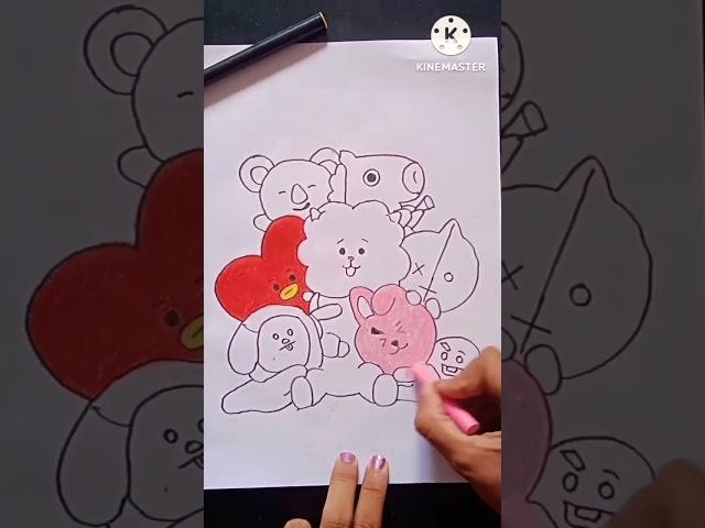BT21 Drawing | Oil Pastels| Arts with Srushti|#trending #drawing #cartoon #btsarmy #bt21 #bts #art