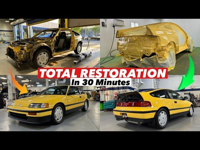 Total Restoration on 1989 Honda CRX Si in 30 Minutes // Y-49 Barbados Yellow