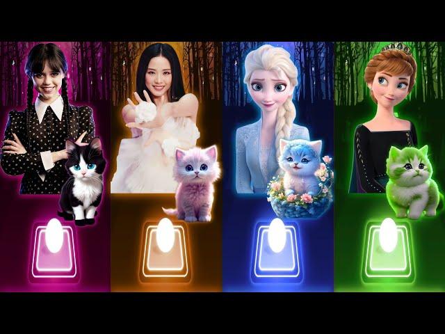 Cute Cats Dance | Wednesday Bloody Mary | Jisoo Flower | Elsa Enemy | Anna Dancin | Tiles Hop Songs