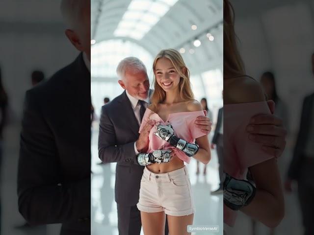 Robot Girl Hugged Like Family by Friend’s Father #robotgirl #aiart #expo