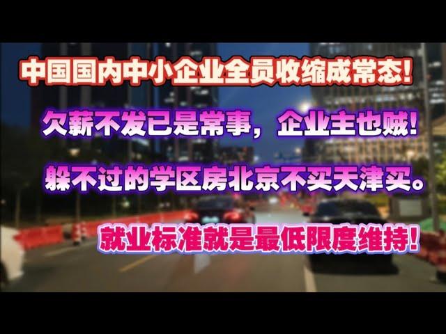 中国失业大潮下，中小企业全员收缩成常态。欠薪不发是常事儿。企业主也贼了。躲不过的学区房北京不买天津买，就业标准就是最低限度维持。中产坍塌|就业困境|高能牛马|企业收缩|海外资产|学区房困境|房地产陷阱