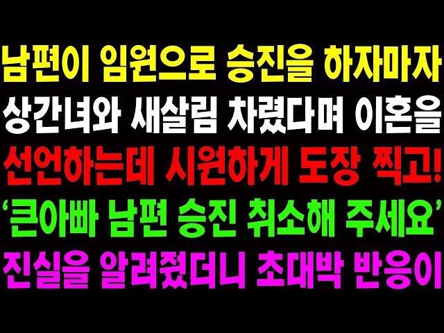 실화사연 남편이 임원으로 승진을 하자마자 상간녀와 새 살림 차렸다며 이혼을 선언하는데    사이다 사연,  감동사연, 톡톡사연