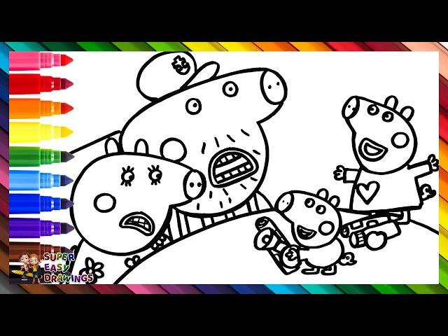 Drawing and Coloring Peppa Pig and George Pig Waking Up the Grandparents ⏰️ Drawings for Kids