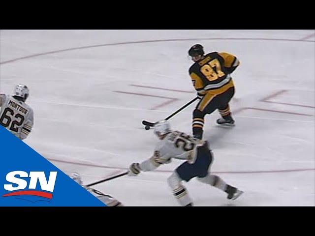 Sidney Crosby Skates Up Centre Ice To Lay In Backhanded Goal