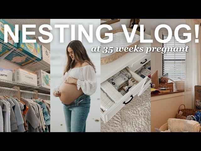 NESTING VLOG: baby shower haul, getting organized, + diaper drawer organization!! [ep.2] *35 weeks*