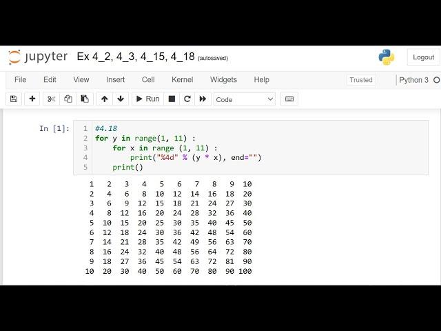 Programming in Python - Chapter 4 Exercises (For & While Loops + Jupyter Notebook intro) - Fall 2024