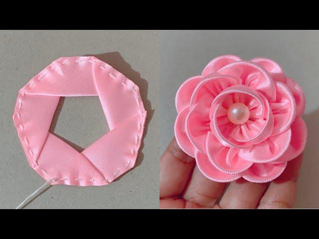 DIY: How to make an adorable fabric rose flower in just few minutes! | DIY Ribbon Flowers