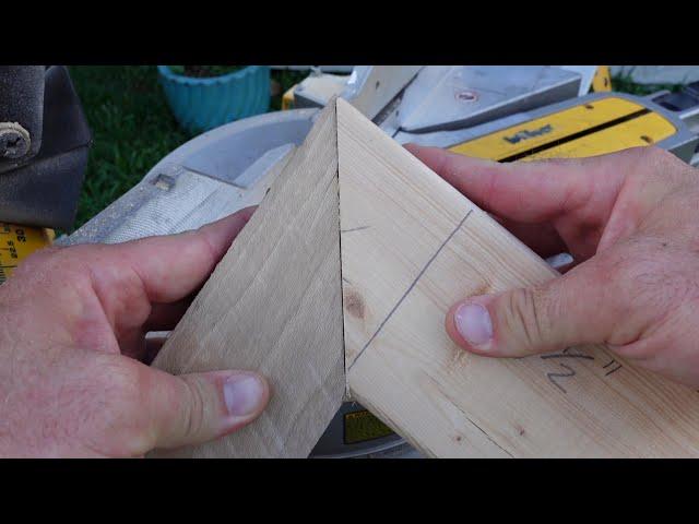 How to miter cut two different width boards.  Easy to follow instructions