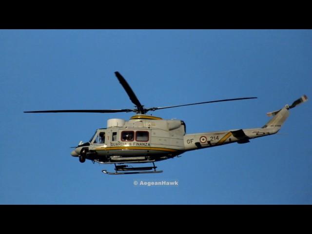 Italian Financial Guard AB412 under Frontex patrolling around Oinousses islands.