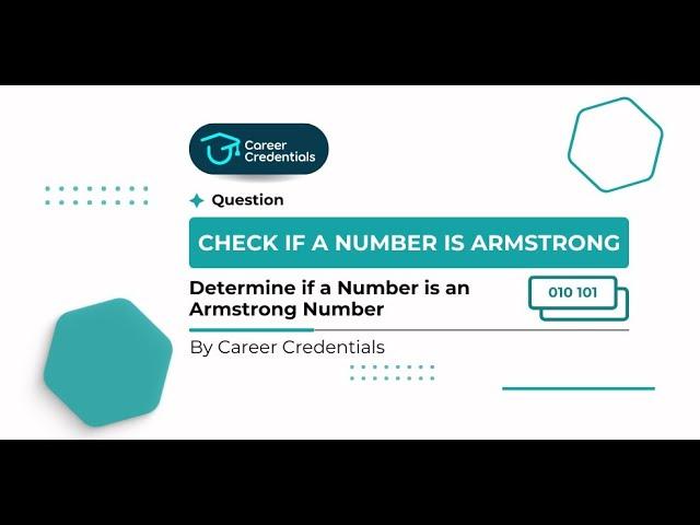 Java Tutorials: Check if a number is an Armstrong Number | Career Credentials #getplaced