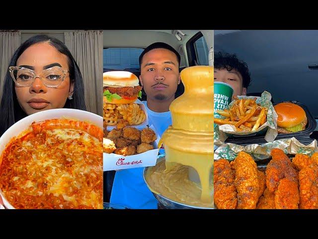 TIKTOK MUKBANG COMPILATION 31 | CHEESY FOUNTAIN, WINGSTOP ETC