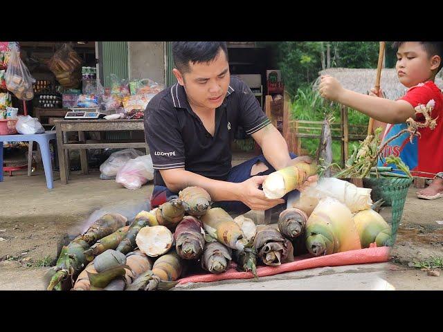 go to the forest to pick bamboo shoots - go fishing - make dishes from bamboo shoots and fish