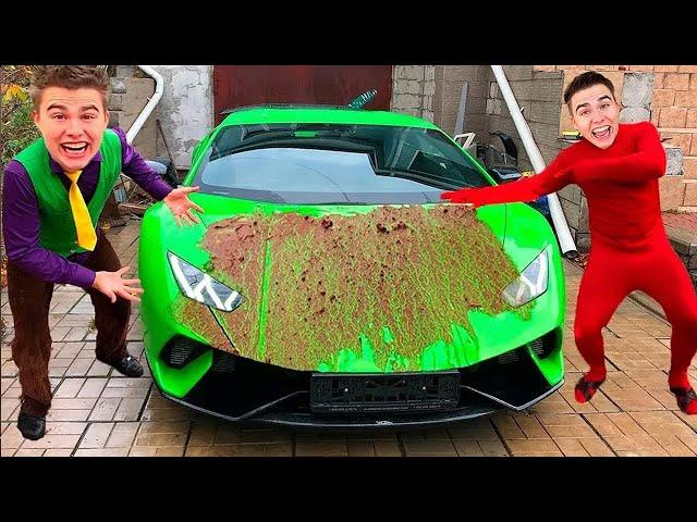 Man SMEARED MUD on Hood of Car VS Mr. Joe on Lamborghini Huracan in Car Wash