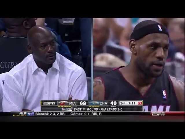 LeBron Stares Down Michael Jordan While Dunking