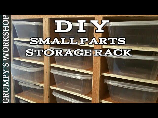 Small parts storage rack for the wall