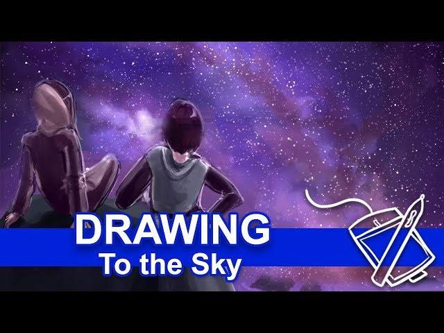 Drawing: To the Sky (Galaxy and Landscape Scene)