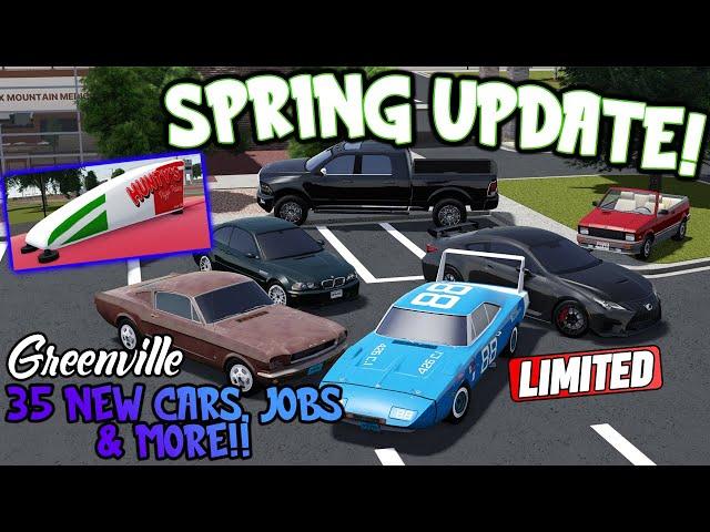 HUGE SPRING UPDATE!!! (35 NEW CARS, NEW JOBS, & MORE!!) || ROBLOX - Greenville