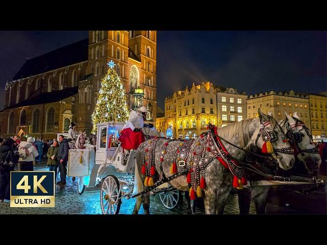 Krakow Christmas Market 4K Poland Walking Tour 2024