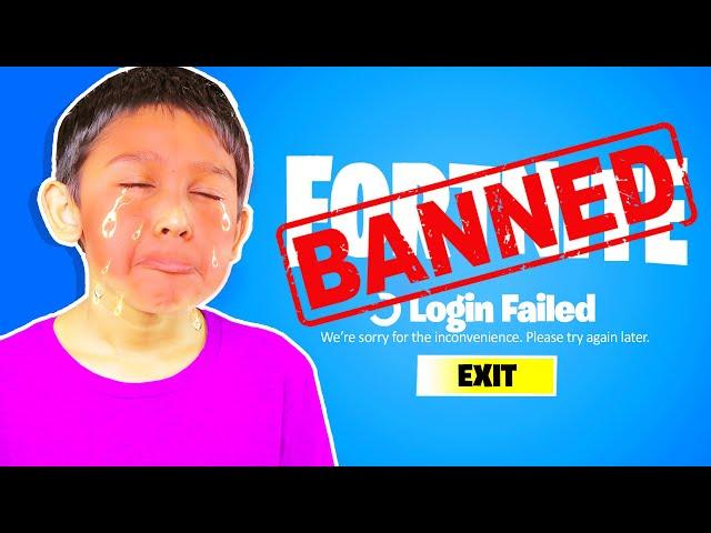 9 YEAR OLD REACTS TO FORTNITE GETTING *BANNED* FOREVER.. (EMOTIONAL)