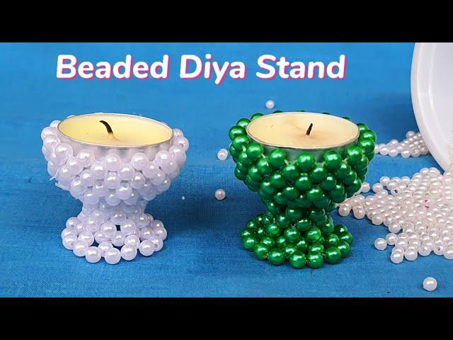 How to make Moti Diya Stand | Candle Holder for Diwali | Festival Decoration | Bead Diya Stand craft