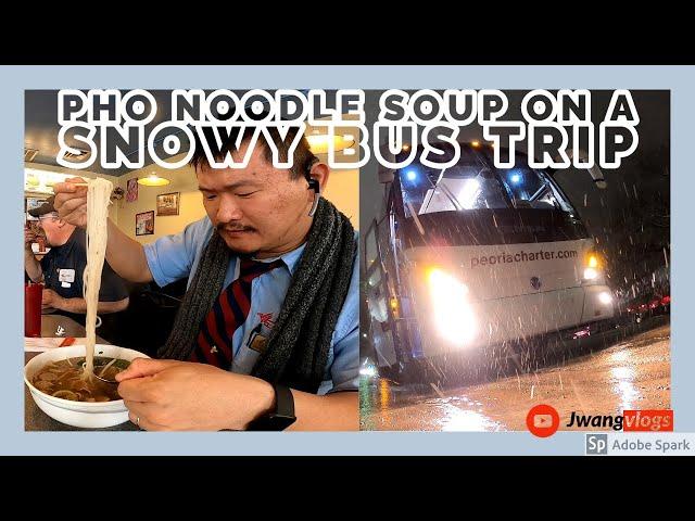 Pho Noodle soup on a snowy bus trip