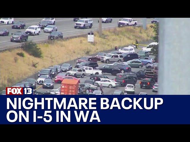 Deadly shooting causes massive backup on I-5 | FOX 13 Seattle