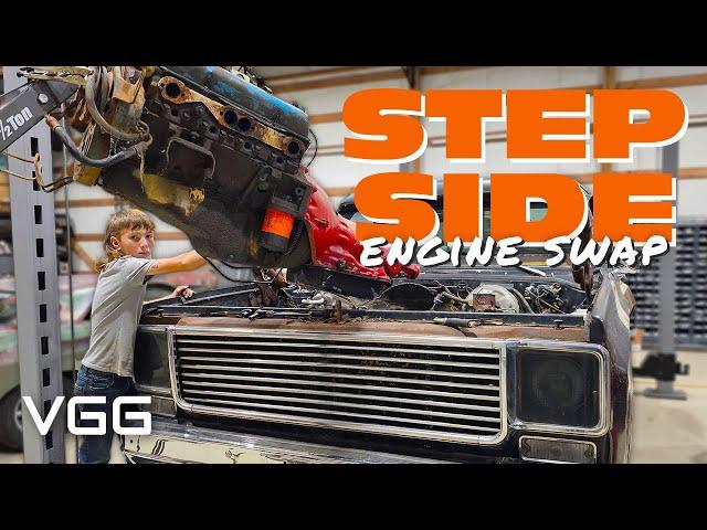 Engine Swap! Father & Son Budget Squarebody Truck Build -  Part 1