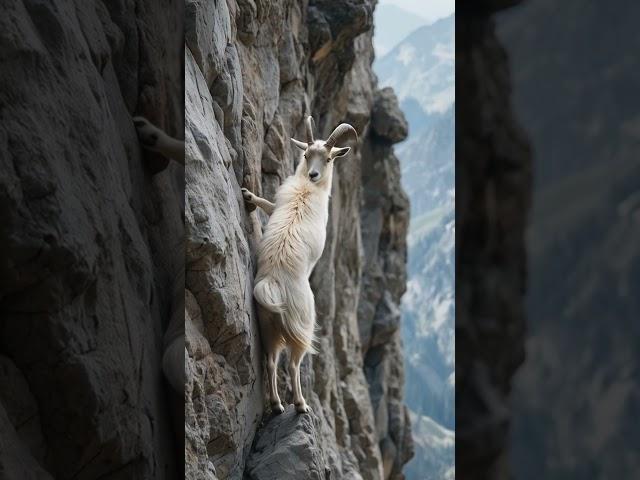 Incredible Mountain Goats Defying Gravity ️ #MountainGoats #NatureWonders #Wildlife